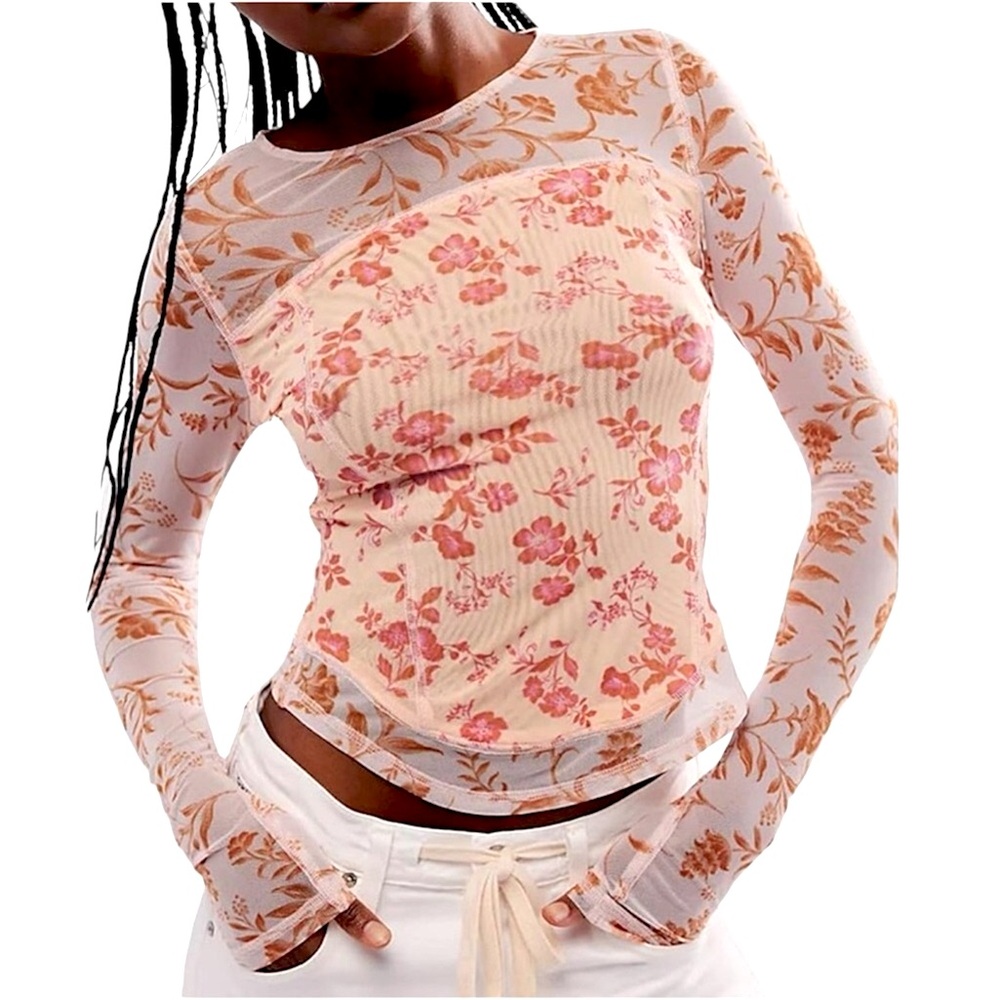 Free People Betty’s Garden Mesh Top NWT